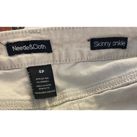 Needle and Cloth Tan Cream Skinny Ankle Corduroy Pants Sz 4P - Picture 5 of 7